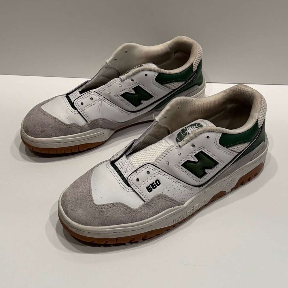 New Balance Men's White, Green, and Gray Sneakers